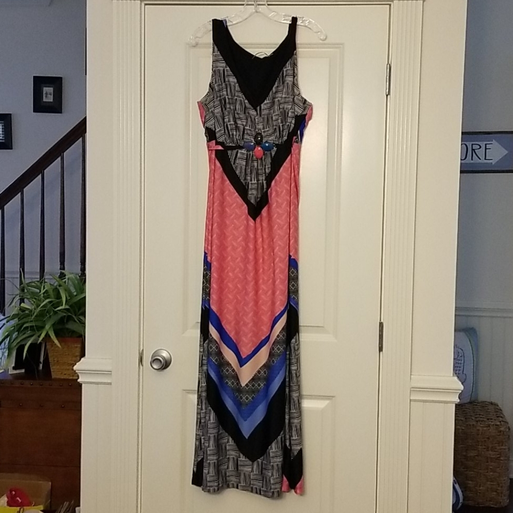 NWT NY Collection graphic strapless maxi dress 2X